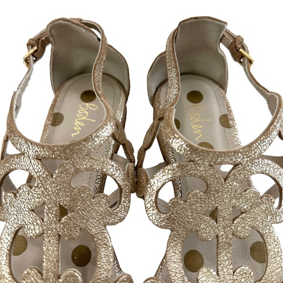 Boden Gold Metallic Leather Filigree Flat Thong Sandals Size 37/ US 6 - Picture 11 of 16